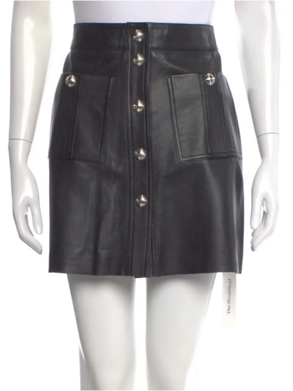 Maje Lambskin Leather Button-Front Mini Skirt